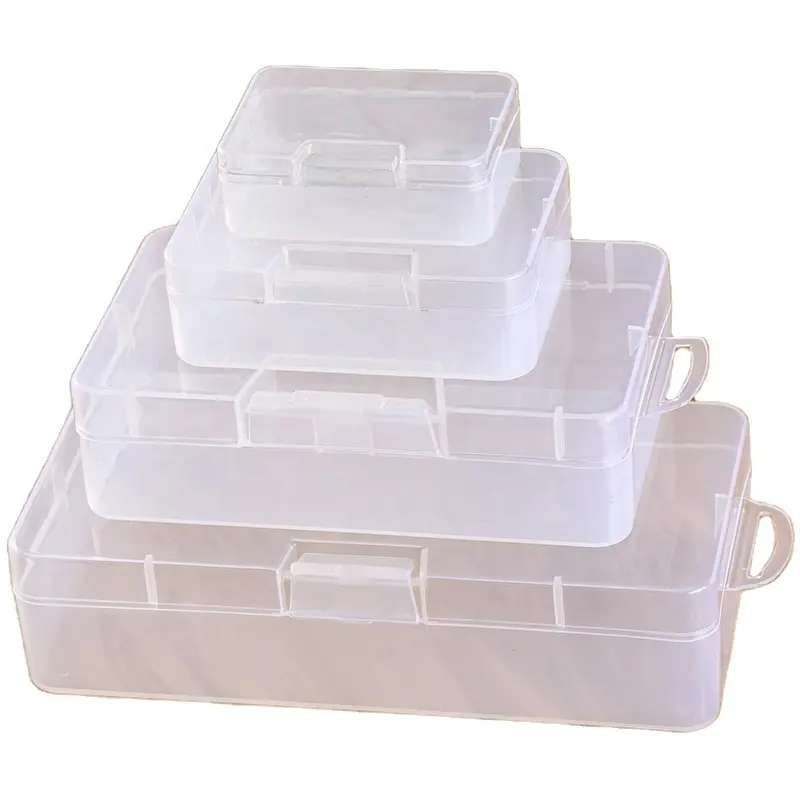 אבזם מלבני מעובה 4 תכשיטים מלבניים קופסא ריקה אריזת פלסטיק רב תכליתית