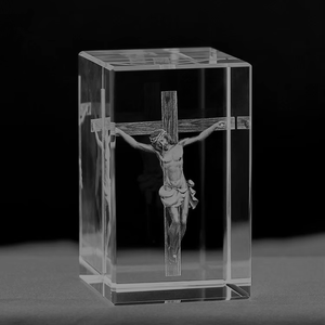 Haute qualité K9 croix religieuse <span class=keywords><strong>Saint</strong></span> jésus Statue cristal Cube Laser gravé croix cadeaux 3d cristal Cubes pour cadeaux religieux - Product Image 5