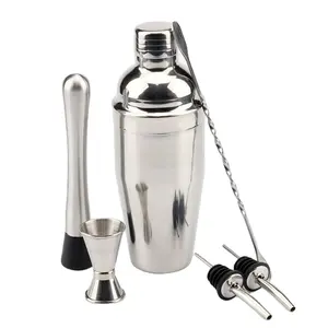 Lieferant 6 Stück Mixology Barkeeper Kit Bar Set Barten ding Tools Geschenke Edelstahl Basic Family Cocktail Shaker Kit