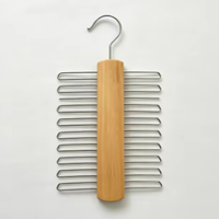 Cintre multi-agrafes en métal sur base en bois pour rangement quotidien d'accessoires de placard domestique, livraison rapide