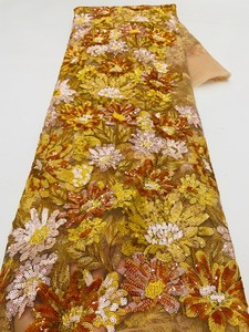 Đôi <span class=keywords><strong>Sequins</strong></span> Đa Màu Sắc 2025 Hot Bán <span class=keywords><strong>Rose</strong></span> Vàng Ren Vải Trực Tuyến Bridal Pháp Ren Cho Bên Váy - Product Image 2