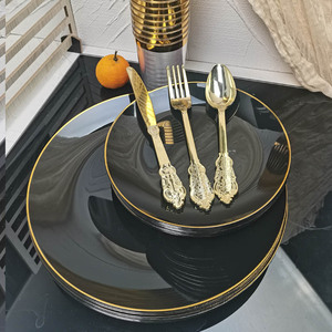 Assiettes en plastique jetables incassables Vaisselle jetable écologique pour mariages et fêtes Échantillon gratuit quantité minimale de commande 100 pièces - Product Image 3