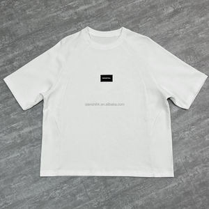 Venta al por mayor algodón cuadrado blanco camiseta Streetwear Casual diseñador camisa de alta calidad Drop Shoulder Heavyweight camisetas de gran tamaño - Product Image 3