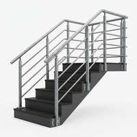 Rampe d'escalier en acier galvanisé au design moderne, anti-corrosion, fixation au sol avec garantie de 5 ans, garde-corps extérieur
