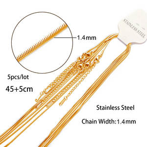 Chaîne de collier en acier inoxydable plaqué or, chaîne plate, chaîne de type curb, chaîne de type box, 1,2 mm, 1,5 mm, 2 mm, résistante à la décoloration, étanche - Product Image 3