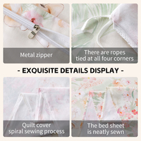 Parure de lit 4 pièces en coton 100% personnalisable avec motifs floraux, housse de couette et draps, tailles King Size, Queen Size, Full Size, ultra douce, vente en gros