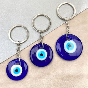 Porte-clés et pendentifs œil turc bleu, amulette porte-bonheur en verre et métal pour la création d'ornements suspendus - Product Image 2