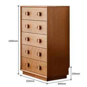 Commode à cinq tiroirs en bois massif de cerisier, meuble de rangement pour chambre à coucher, commode de salon, meubles sur mesure - Product Image 3