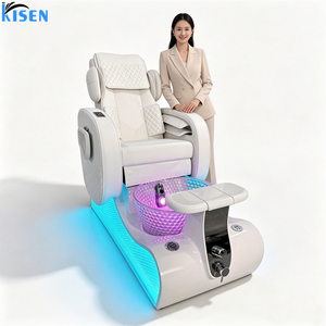 Fauteuil de pédicure électrique moderne en cuir de luxe pour manucure et spa des pieds, inclinable, massage complet du corps, sans plomberie - Product Image 1