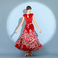 Robe longue de danse sans manches à imprimé floral pour la danse moderne et les spectacles sur scène
