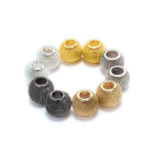 Perles en fil métallique ajourées rondes pour la fabrication de bijoux, bracelets, en argent, or, rhodium, bronze, or KC, en fer - Product Image 5