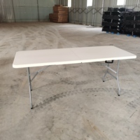 Table pliante blanche de 6 pieds, table pliante en plastique pour événements, portable et en gros, pour l'intérieur et l'extérieur