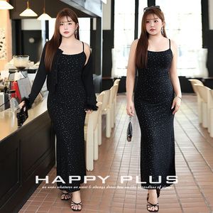 เดรสยาวรัดรูปสีดำวิบวับสำหรับผู้หญิงไซส์ใหญ่ รุ่น Runqi พร้อมสายคล้องไหล่ ดีไซน์คลาสสิก สวยสง่า - Product Image 4