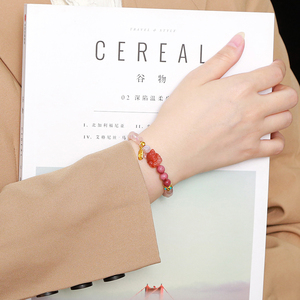 <span class=keywords><strong>Bracciale</strong></span> JD GEMS con charm a forma di <span class=keywords><strong>volpe</strong></span> a nove code in agata ciliegia naturale 5A, design classico da festa, temperamento da fata, regalo trendy per donna - Product Image 6