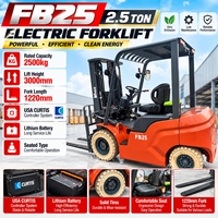 Chariot élévateur électrique au lithium FB25 2,5T avec contrôleur Curtis, levage 3m, fourches 1220mm, batterie au lithium