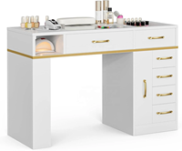 Table de manucure en verre personnalisable Table de manucure avec collecteur de poussière et rangement Mobilier de salon professionnel Table de manucure