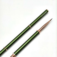 Nouvelle tendance : Pinceau à ongles 2-en-1 double embout avec manche métallique vert pour extensions de cheveux en nylon et détails de peinture