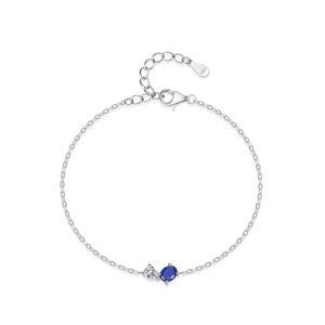 Pulsera de Cadena con Diseño Geométrico de Circonita Azul Intenso de Corte Ovalado en Plata de Ley S925 para Mujer, Versión de Cobre Personalizable - Product Image 1