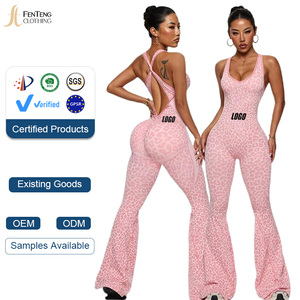 Ropa Deportiva para Mujer Under Lulu, Diseño Personalizado para Comercio Exterior, Estampado de Leopardo, Espalda Cruzada, Sin Costuras, Viscosa/Poliéster, Talla Nueve Cuartos - Product Image 1