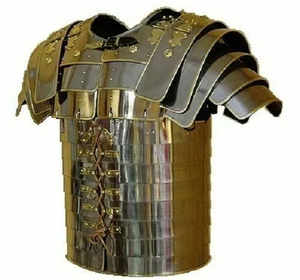 Auténtica Armadura Medieval Romana Lorica Segmentata, Acero Dulce Envejecido con Detalles en Latón, para Cosplay y Recreaciones Históricas, Técnica de Plateado, Metal - Product Image 5