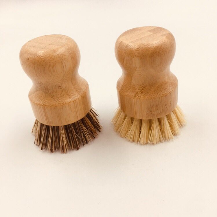 Eco Material Natural Sisal Coconut Fiber Bristles Kitchen Bamboo Cleaning Brush