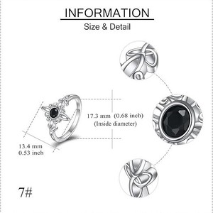 Bague en diamant noir en argent sterling 925, forme croix, taille brillant rond, cadeau pour couple, style punk unique - Product Image 4