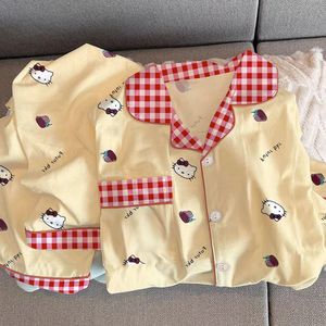 Japanisches Nachthemd neue Hallo Kitty Cartoon Pyjama Mujer Herbst und Winter De Rong Nachtwäsche Mode Damen Nachthemd Home Sets