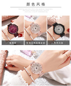 Montre de luxe pour femme au style cérémonisé, sertie de diamants, bracelet en acier inoxydable, grand cadran, mouvement à quartz noble - Product Image 4
