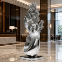 Escultura Abstracta Moderna de Acero Inoxidable, Pulida a Espejo, Escultura Metálica Personalizada para Decoración de Vestíbulos de Hoteles de Lujo y Plazas