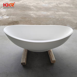 중국 KKR 제조업체 디자인 화이트 프리스탠딩 욕실 무광택 유광 욕조 아크릴 솔리드 스톤 순수 솔리드 서피스 욕조 - Product Image 6