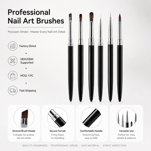 Pinceau à ongles ovale de qualité salon, manche en métal, prise en main confortable pour la création d'ongles DIY et professionnelle - Product Image 1