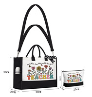 Ensemble cadeau personnalisé pour professeur, sac fourre-tout en toile coloré réutilisable avec des trousses de toilette unisexes, personnalisé pour lui ou pour elle