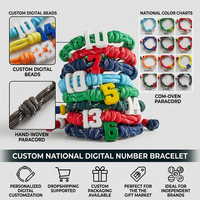 Gelang Nomor Tim Olahraga yang Dipersonalisasi Warna Bendera Negara Kustom Gelang Digit yang Dapat Disesuaikan untuk Suvenir Penggemar Hadiah Atlet