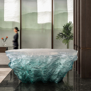 Table basse <span class=keywords><strong>en</strong></span> résine <span class=keywords><strong>de</strong></span> luxe au design minimaliste moderne, forme irrégulière sculptée, pour salon, style artistique personnalisé et raffiné - Product Image 3