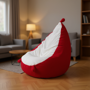 Divano Pouf Homeera a Forma di Goccia, Rivestimento in Tessuto, Seduta Morbida Singola, Design Contemporaneo - Product Image 2