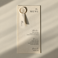 Cartes de menu de mariage personnalisées avec ruban, carte de menu de dîner imprimée personnalisée, menu de table de luxe pour mariage