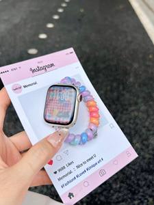 Bracelet élastique coloré dégradé Tschick pour Apple Watch Band 46 49 45 40MM Bracelet de montre pour femme et fille pour <span class=keywords><strong>IWatch</strong></span> 10 9 8 SE Ultra - Product Image 6