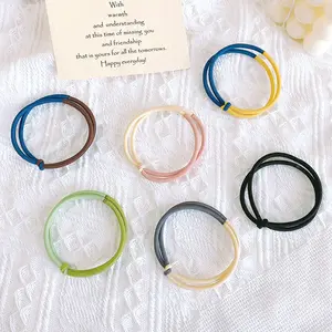 Wholesale Hair Accessories Mini Candy Colors Double Strand Splicing Buckle Nylon Elastic Hair Ties Rope For Women Kids Girls