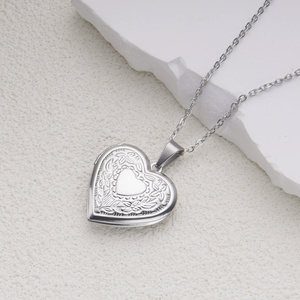 Нержавеющая сталь в форме сердца фото медальон Модный позолоченный кулон ожерелье для женщин помолвки свадьбы - Product Image 3