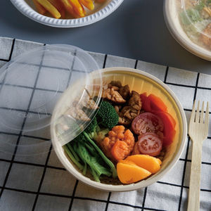 Bol jetable certifié à emporter avec couvercle, biodégradable, écologique, compatible micro-ondes, classique, pour fêtes, bento, restaurant, contenant alimentaire - Product Image 2