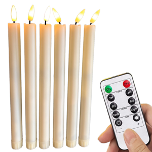 Juego de 10 Velas LED con Control Remoto, Funcionan con Pilas, sin Llama, Color Marfil, con Efecto de Cera de Abeja, Parpadeantes, con Mecha 3D, para Ventana, Navidad, Hogar - Product Image 1