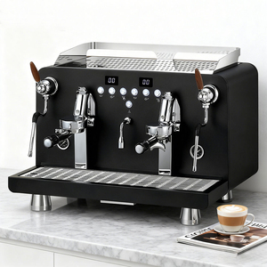 Machine à café expresso semi-automatique professionnelle industrielle en acier inoxydable à double groupe, capacité 12L, pression 9 bars, faible niveau sonore - Product Image 1