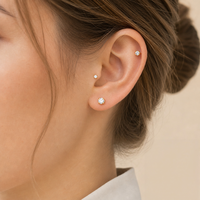 Boucles d'oreilles unisexes Helix en acier inoxydable avec micro-pavé de zirconiums et fermoir à vis pour grossistes en bijoux de piercing