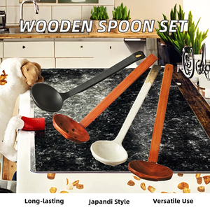 Cuchara Colador de Madera Plateada Estilo Japandi, Hecha a Mano, Duradera, con Mango Largo para Sopa Ramen, Cucharón para Hot Pot - Product Image 2