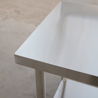 Meja Kerja Stainless Steel Lapis Ganda Heavy Duty dengan Laci, Mudah Dibersihkan, Ukuran Dapat Disesuaikan, Kaki Penyangga yang Dapat Dirakit untuk Komersial