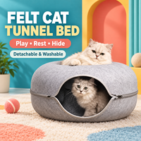 Vente en gros de lit pour chat en feutre, maison-caverne pour animaux de compagnie, détachable, lavable, nid douillet pour chat, maison pour animaux de compagnie OEM ODM