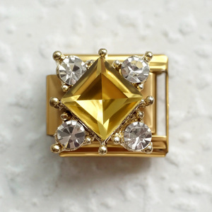 Abalorio Colgante Modular Delicado de Acero Inoxidable de 9mm con Flor Esmaltada, Corazón de Cristal CZ y Eslabones Italianos para Fabricación de Pulseras - Product Image 4