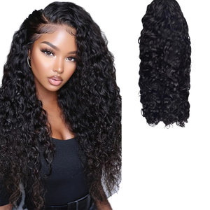 Indian Remy <b>Human</b> Hair Jerry Curl Lace Front <b>Wig</b> Swiss Lace Single Weft Full HD Natural Black Long Curly Hair Extension - Product Image 1