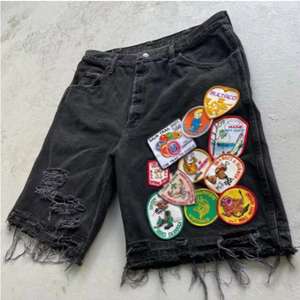 Shorts en jean personnalisés avec broderie et logo imprimé Denim Tears, streetwear de haute qualité, shorts en jean amples en coton respirant pour hommes - Product Image 2