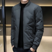 Veste en duvet pour homme, veste en duvet de canard personnalisée et chaude, col baseball d'hiver, coupe-vent, veste décontractée pour homme pour l'extérieur